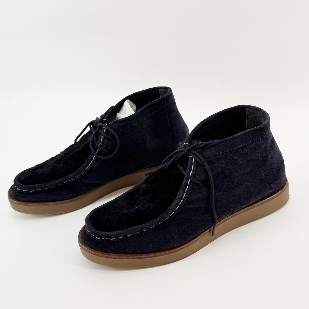 The Great. The Trooper Shoe Suede Shearling Chukka Women's Size 10 Midnight Blue - Picture 14 of 15